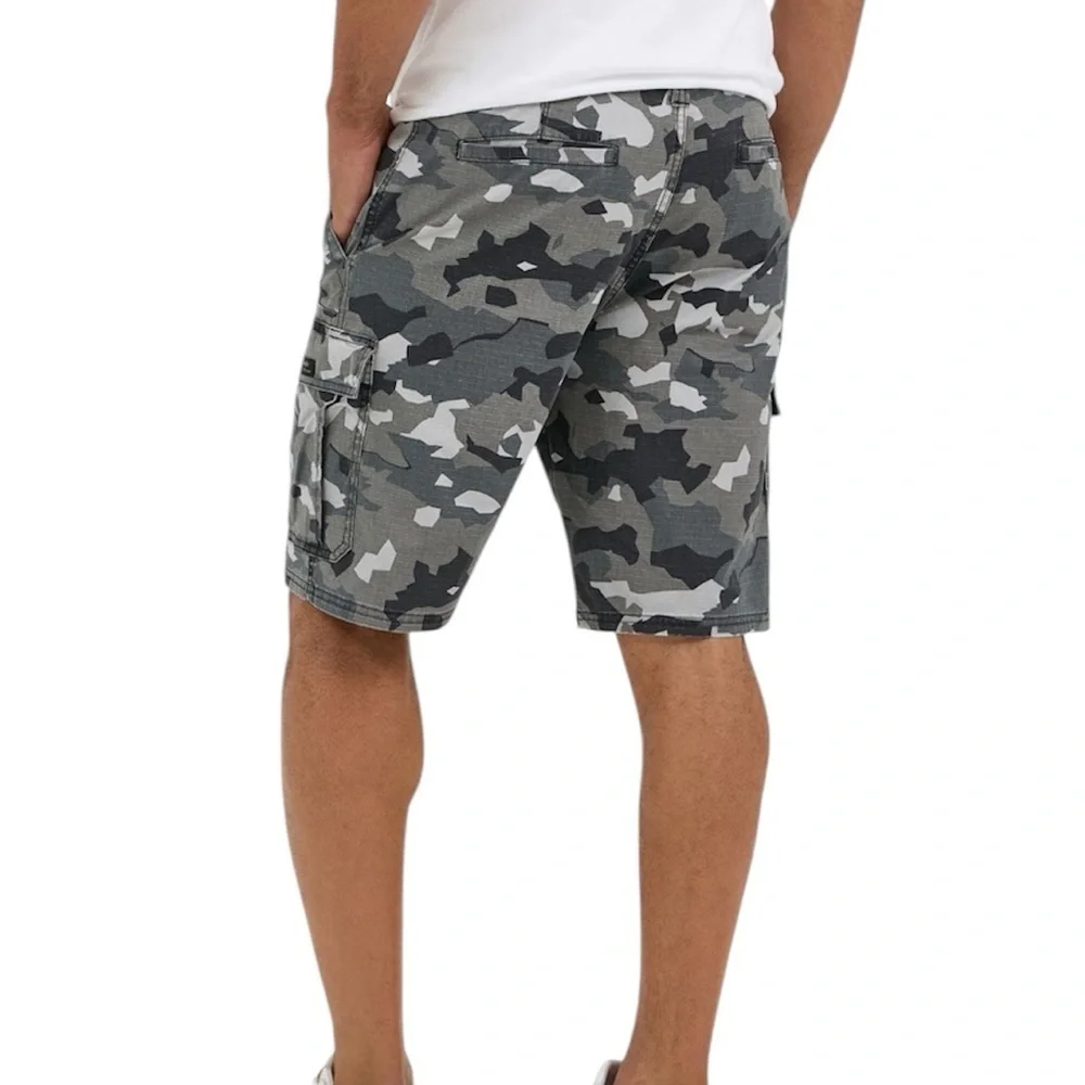 Wrangler Men's Camouflage Stretch Cargo Shorts Black Gray White Camo Relaxed Fit